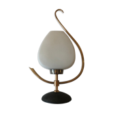 Art-Deco opaline and brass opaline pose lamp