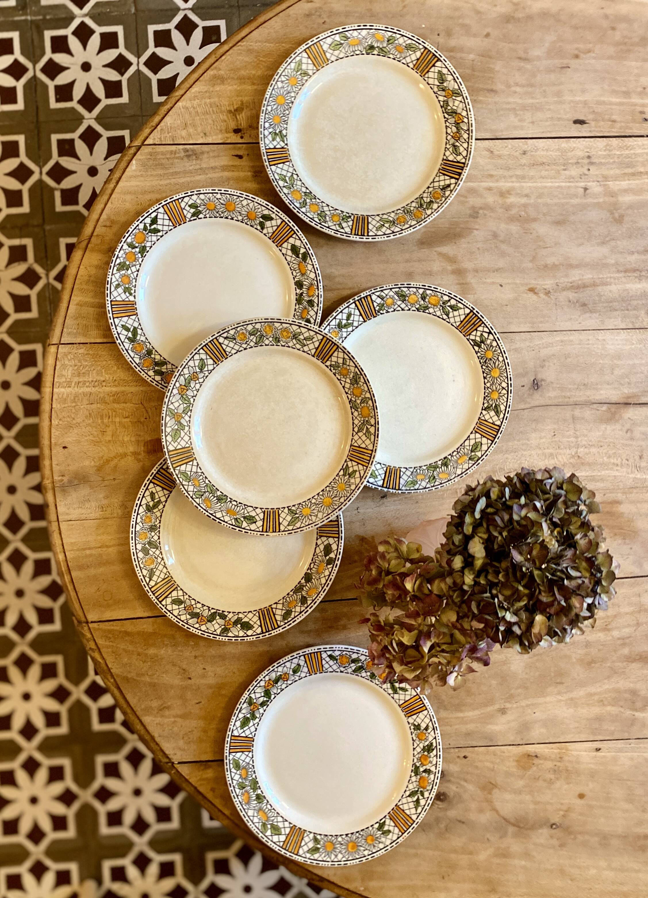 Set of 6 vintage flat plates model Elisabeth from HBCM