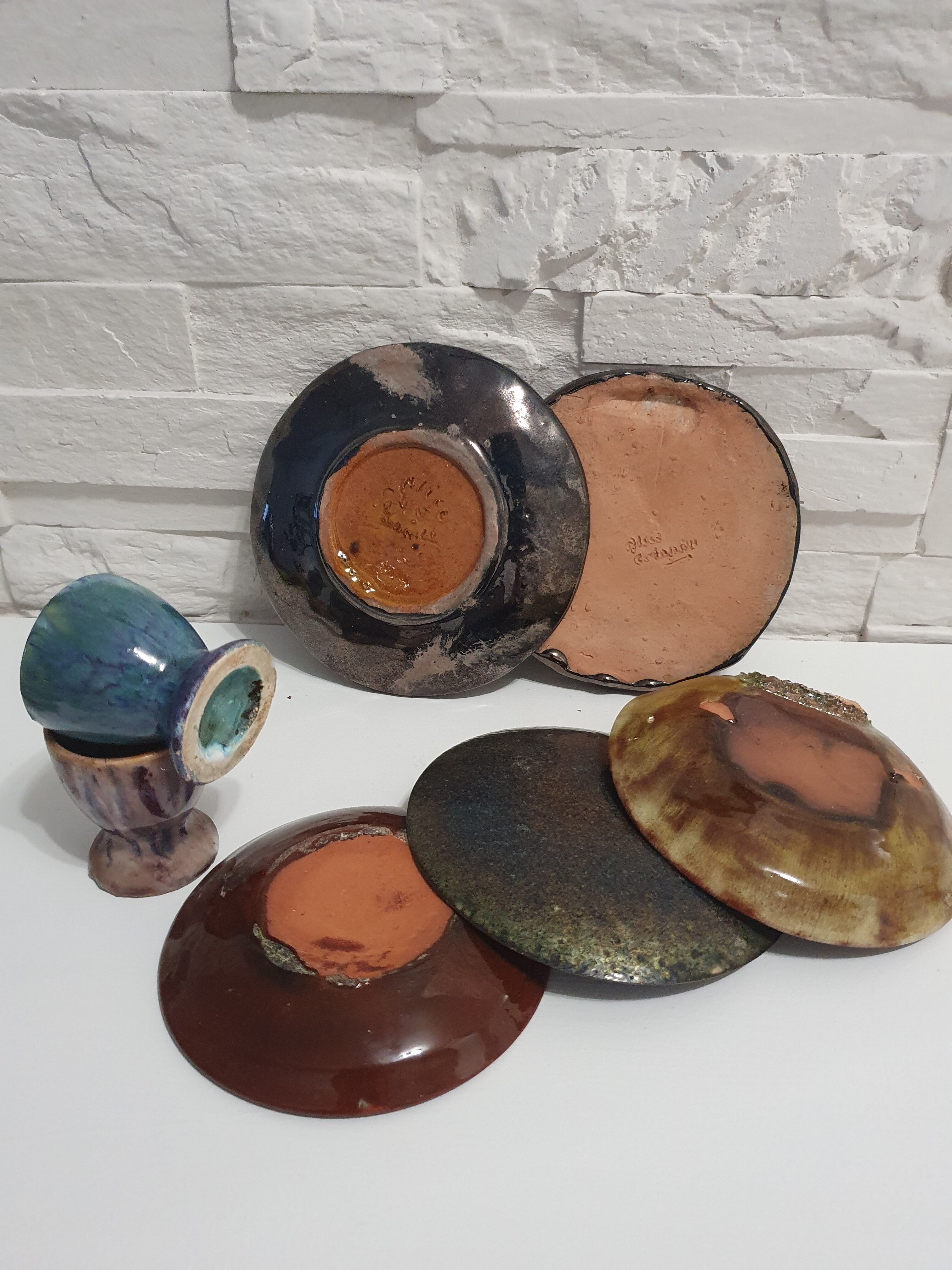Ceramic lot signed Alice Colonieu