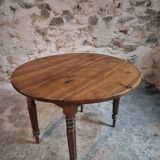 Table à abattants ancienne en noyer français – Table ovale avec rallonges pliantes des deux côtés, fin XIXe siècle