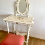 Coiffeuse avec miroir et tabouret vintage