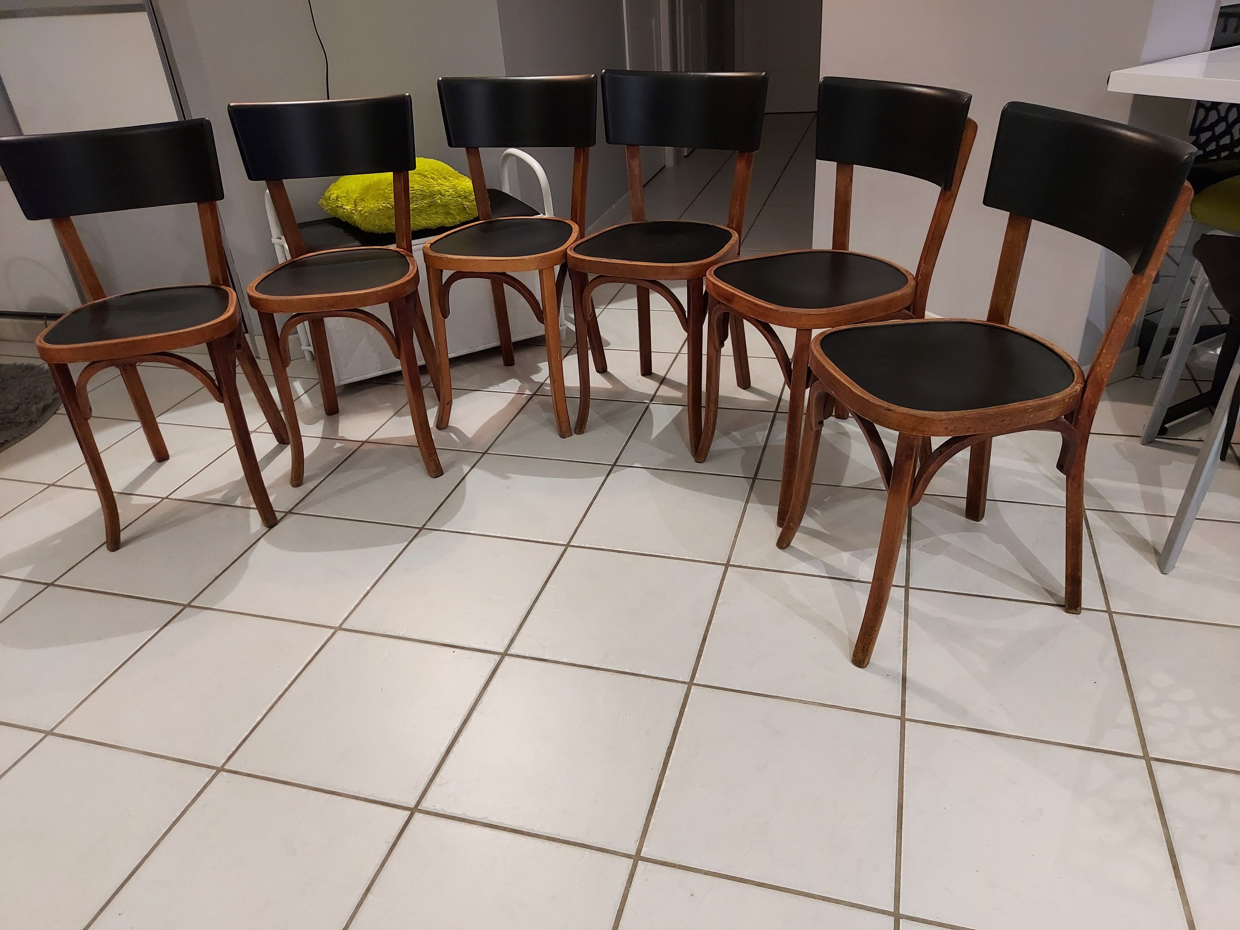 Suite de 6 chaises de bistrot Baumann années 1950