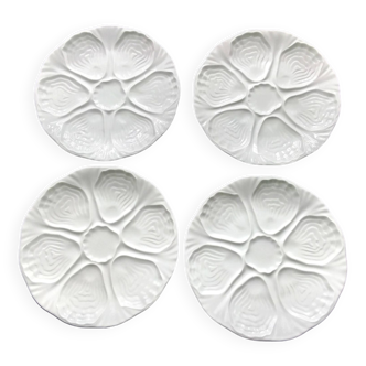 4 Oyster plates in white Limoges porcelain