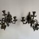 Antique patinated bronze wall sconce – 4 light arms, 19th century