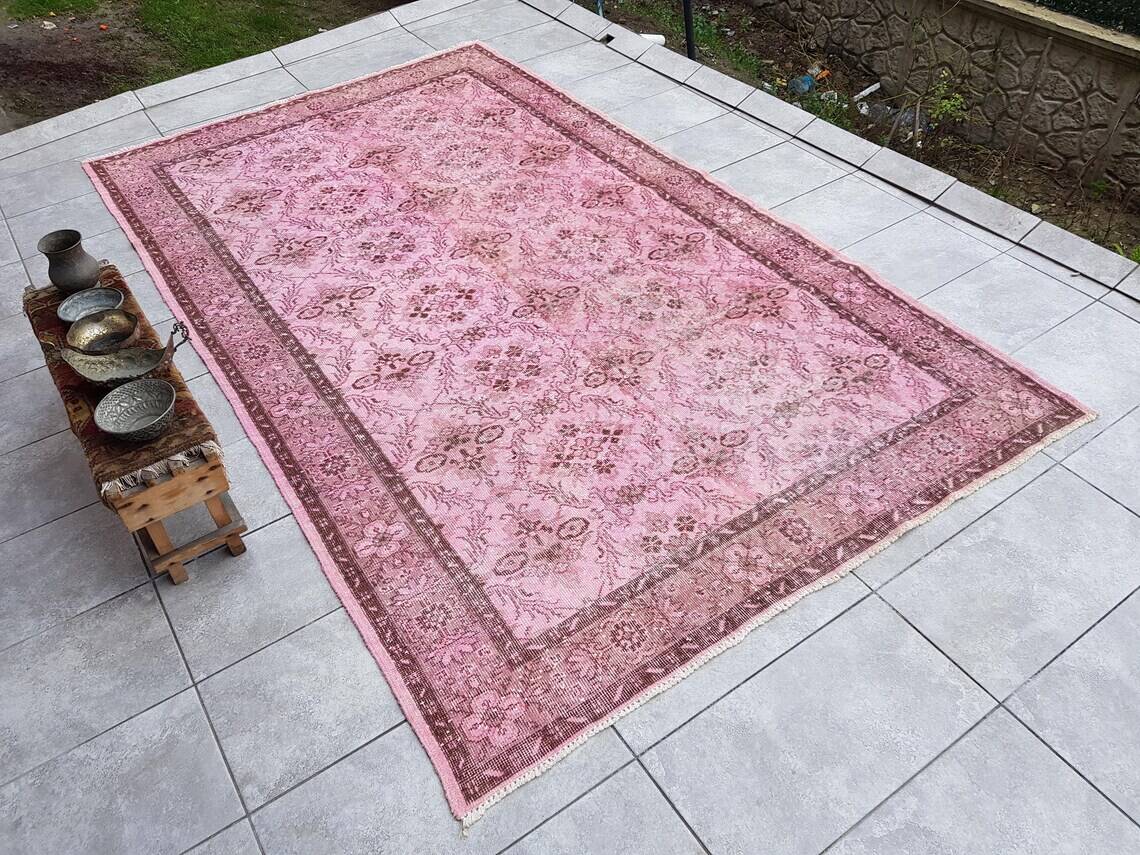 Oushak Turkish Pink Vintage Rug sku 1083