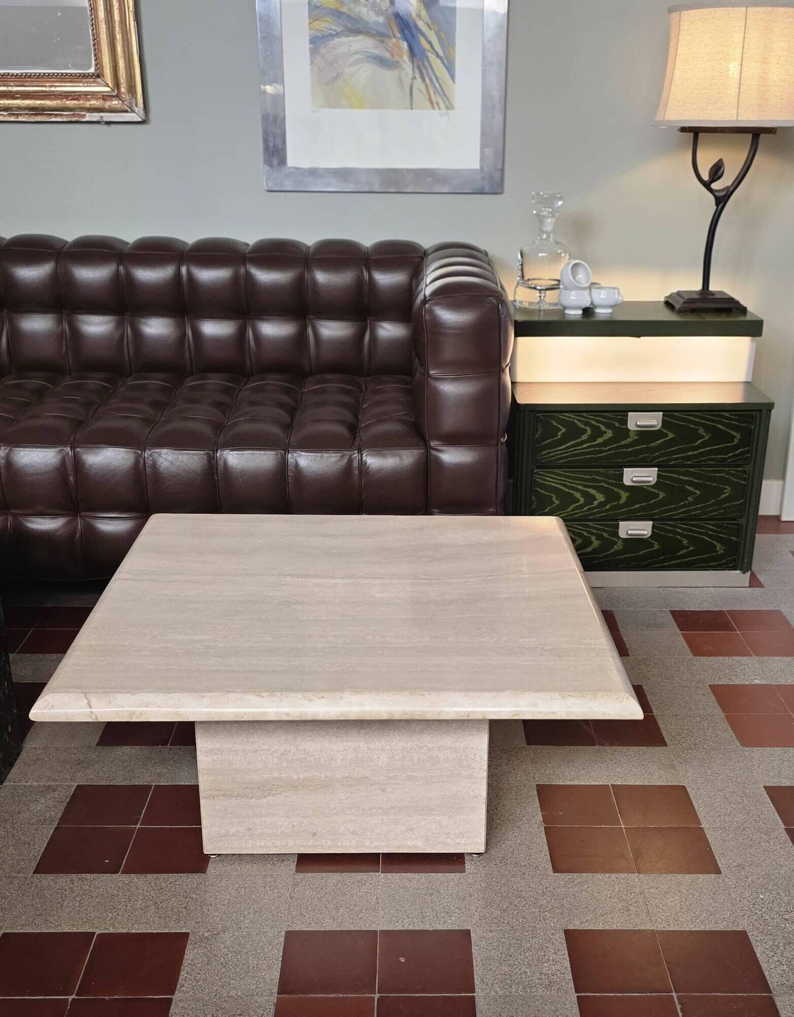 Roche Bobois table basse travertine