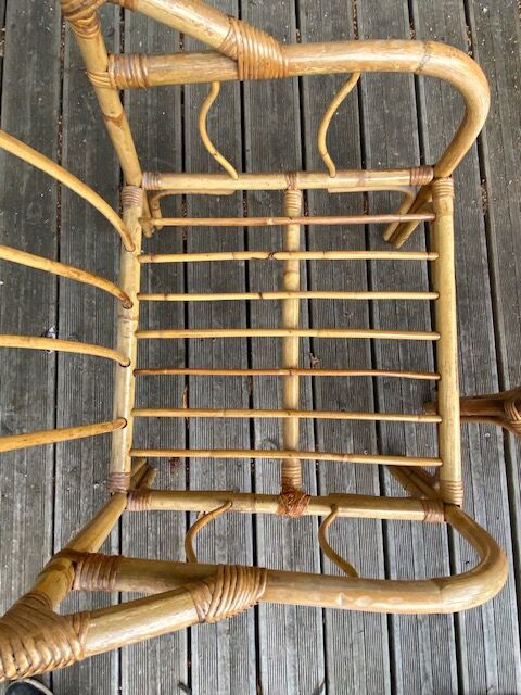 Pair rattan armchairs