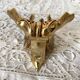 Double coat hook in Hollywood Regency style, brass swan