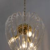 Venini Mid-Century Modern Italian Murano Glass and Brass Chandelier, 1950s