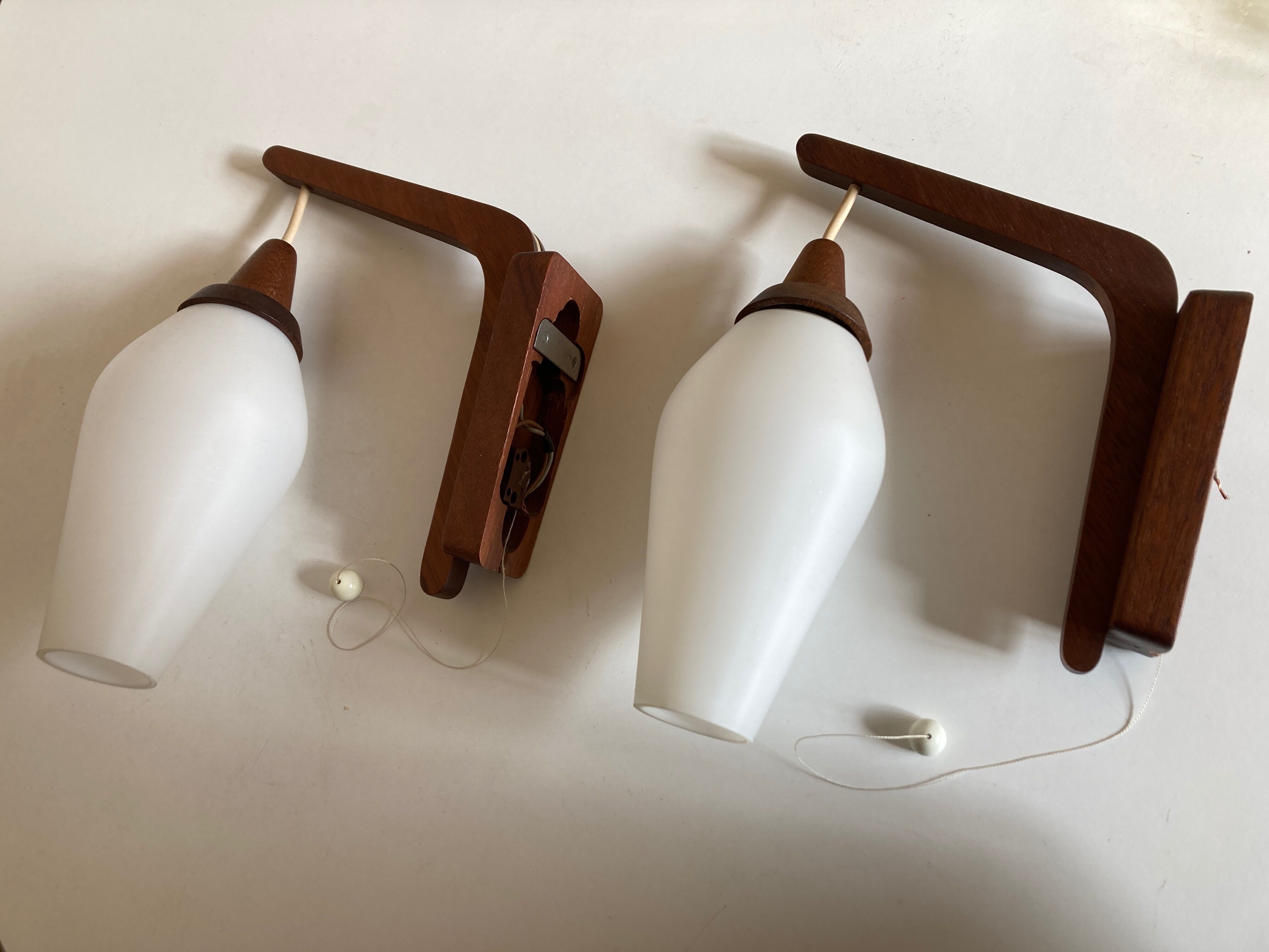 Pair of Scandinavian boomerang pendant lamps 1960