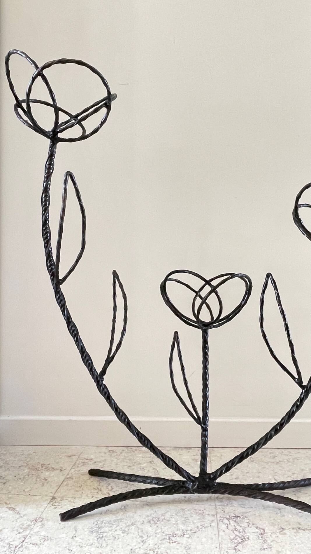 Porte-plantes en acier courbé vintage