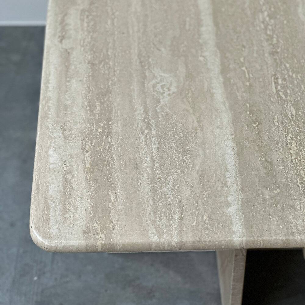 Set of three Italian travertine nesting / side tables, 1970s–1980s