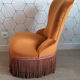 Antique toad armchair in mustard velvet.