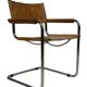 Ensemble de quatre fauteuils de salle à manger FASEM S34 en cuir Cognac par Mart Stam années 80