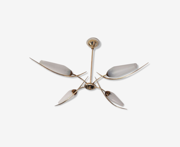 Lustre avec deux appliques vintage maison Lunel 1960