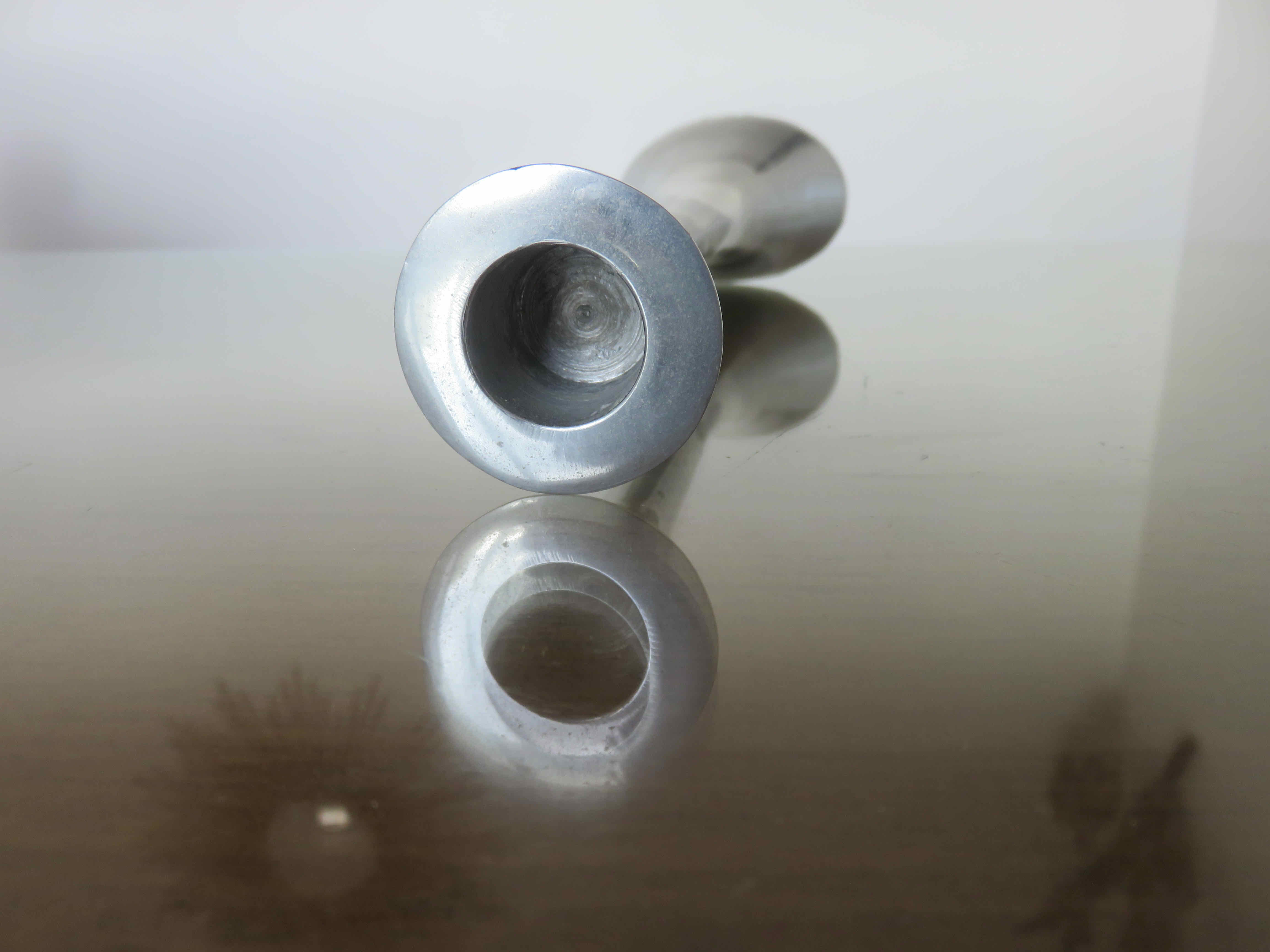 Scandinavian modernist aluminum candle holder in the 70s