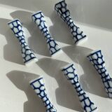 Lot de 6 porte-couteaux ou baguettes en porcelaine bleue