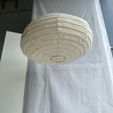 Suspension in rattan and natural japanese linen lantern shape h70 d50