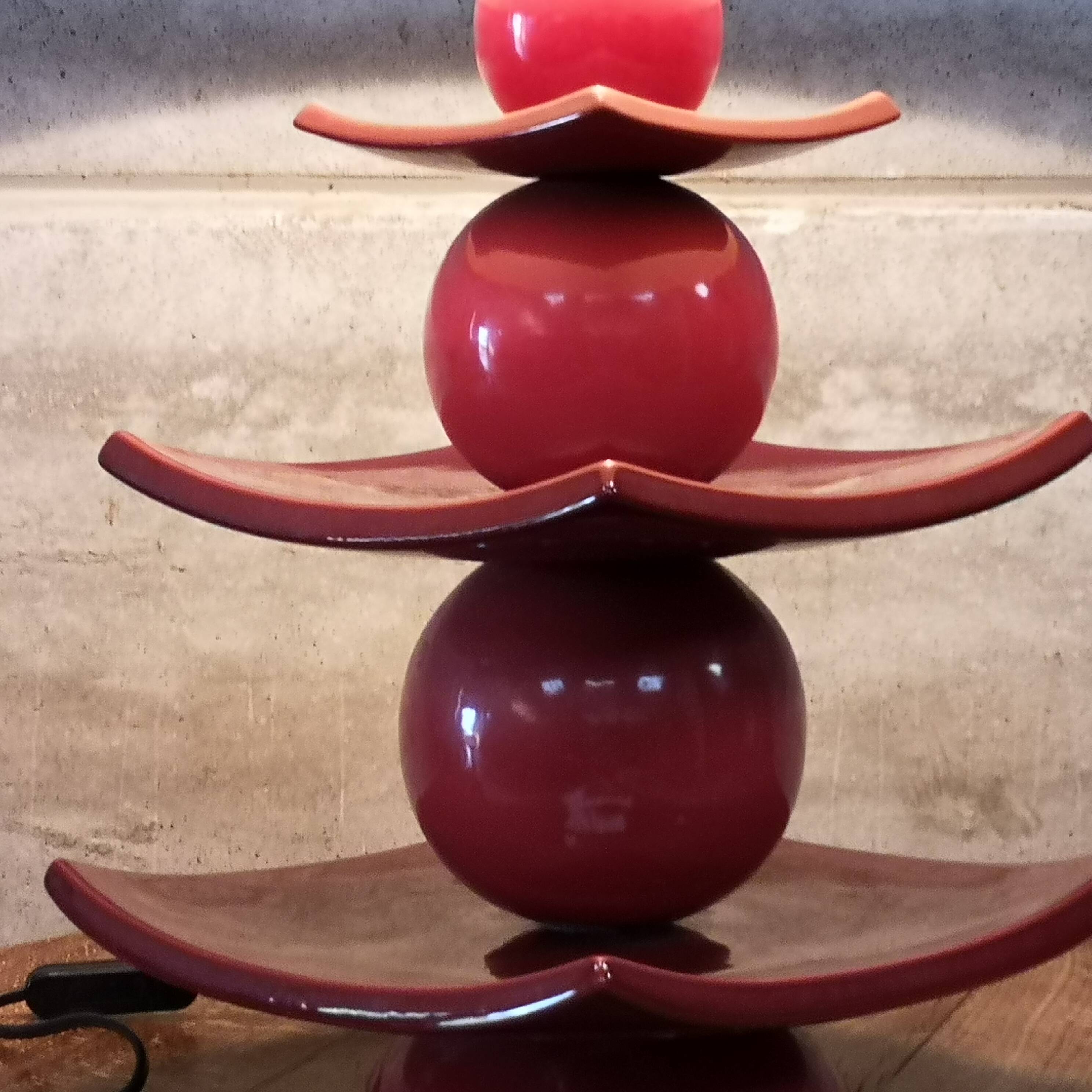 Lampe postmoderne Pagode XXL Drimmer en céramique rouge, 1980