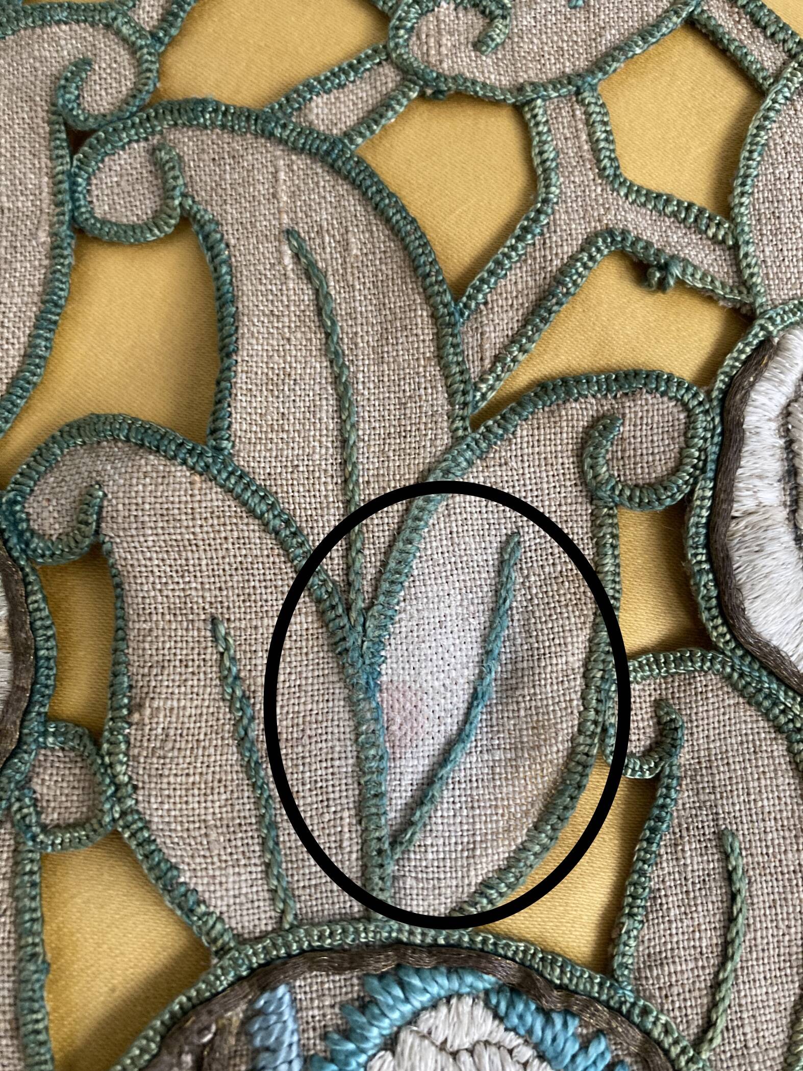 Large round Art Deco embroidered cushion