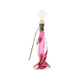 Lampe de table en cristal rose Val Saint Lambert Swirl Sixties