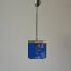 Art Deco ceiling light in blue glass and chrome, 1950s, Italy