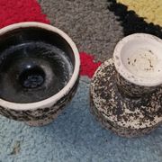 Pair of small ceramic candle holders Structured by Pieter Groeneveldt 1960's