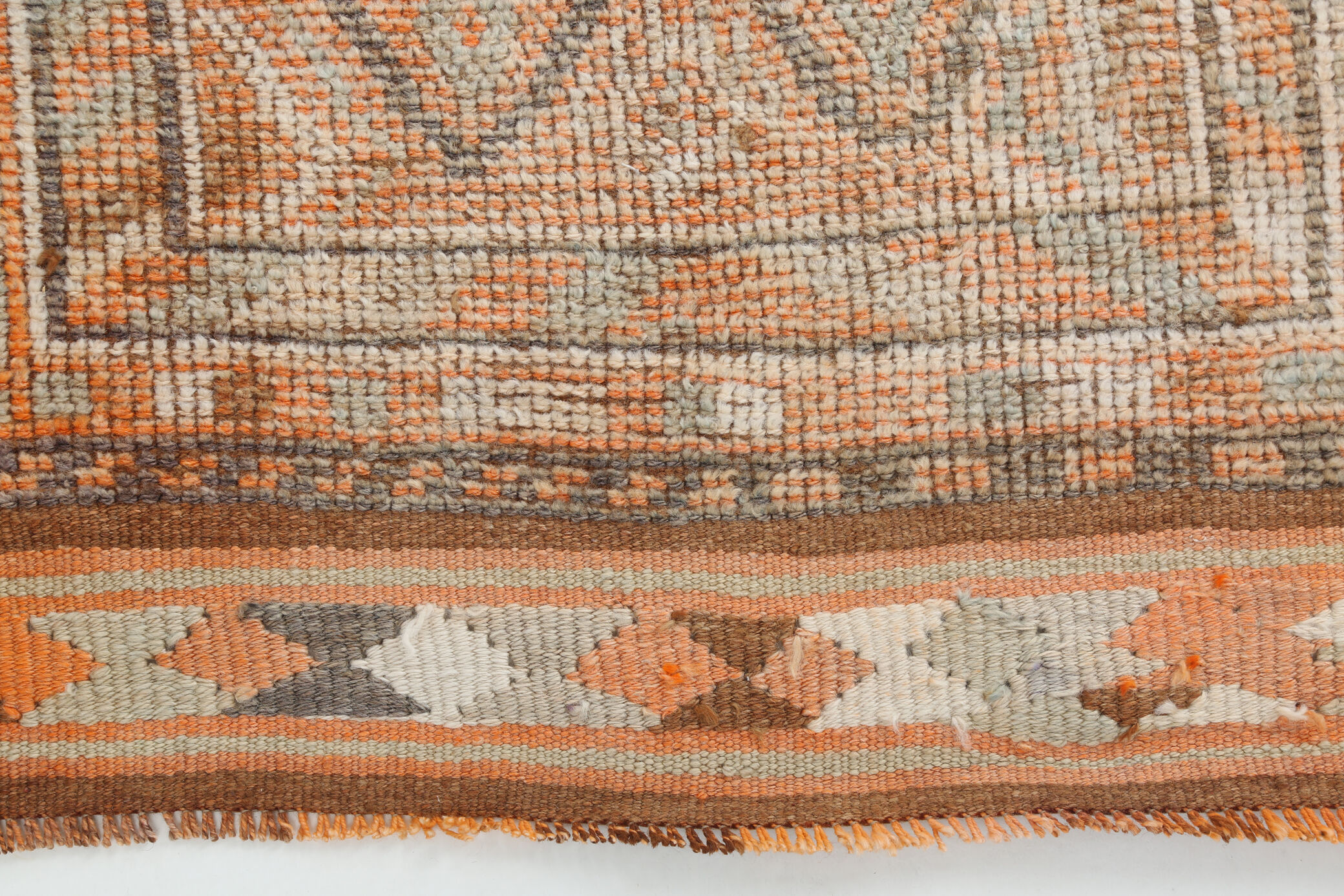 Pale orange herki runner rug 74x392cm
