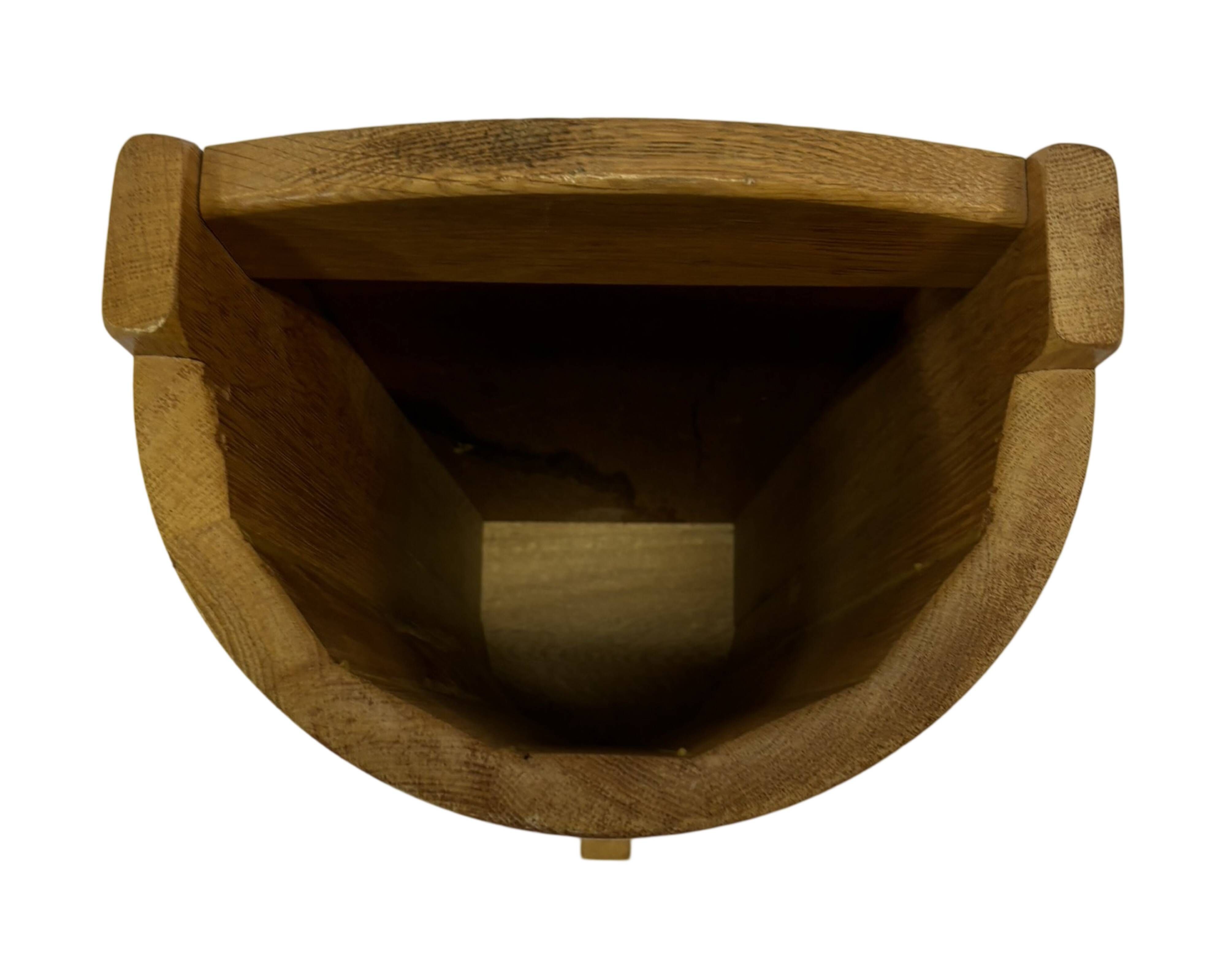 Vintage umbrella holder in oak basket storage design of the 1960s minimalist design