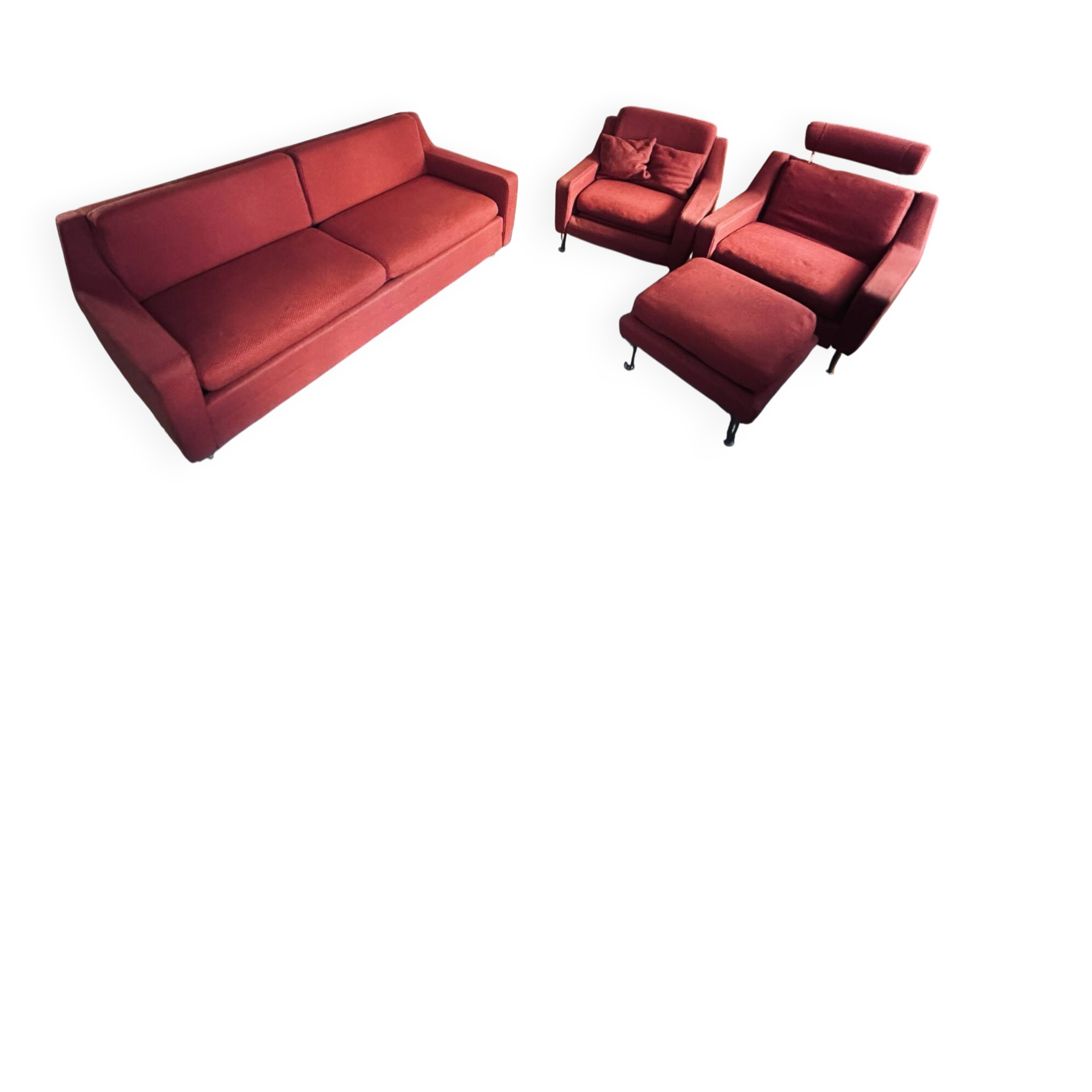 Vintage sofa set airborne & 2 armchairs & a footrest