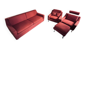 Ensemble Canapé vintage air borne & 2 fauteuils & un repose pied