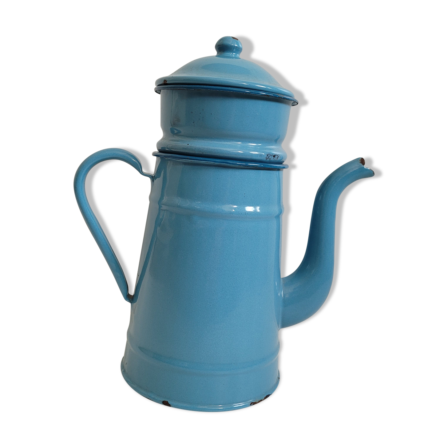Blue enamelled coffee maker