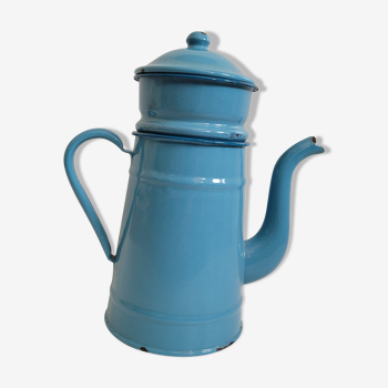 Blue enamelled coffee maker