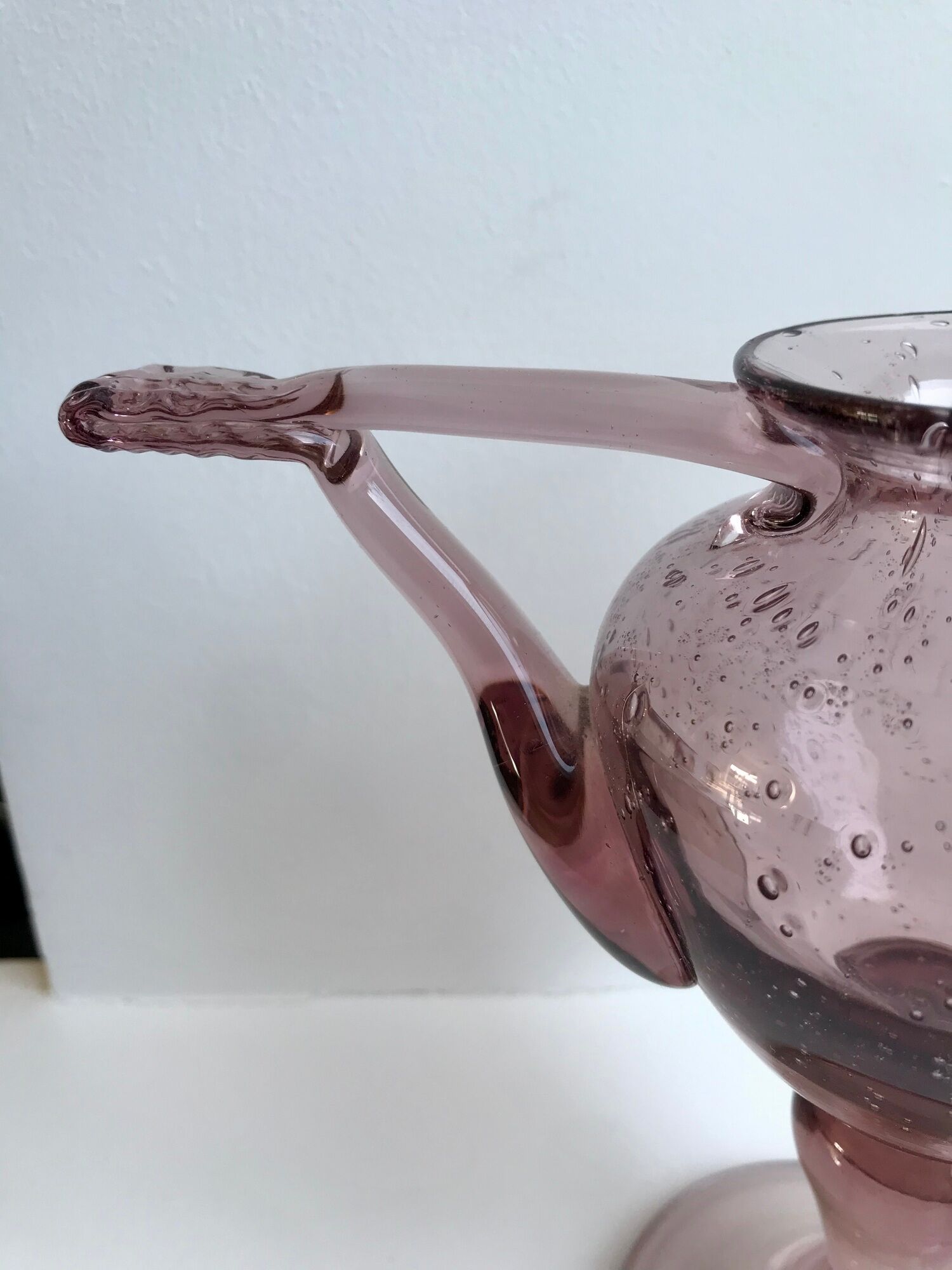 Biot bubble glass candle holder signed purple years 60-70
