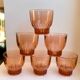 Set of 6 large pink glass water glasses from the 60s