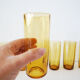 6 amber glass water glasses 1960