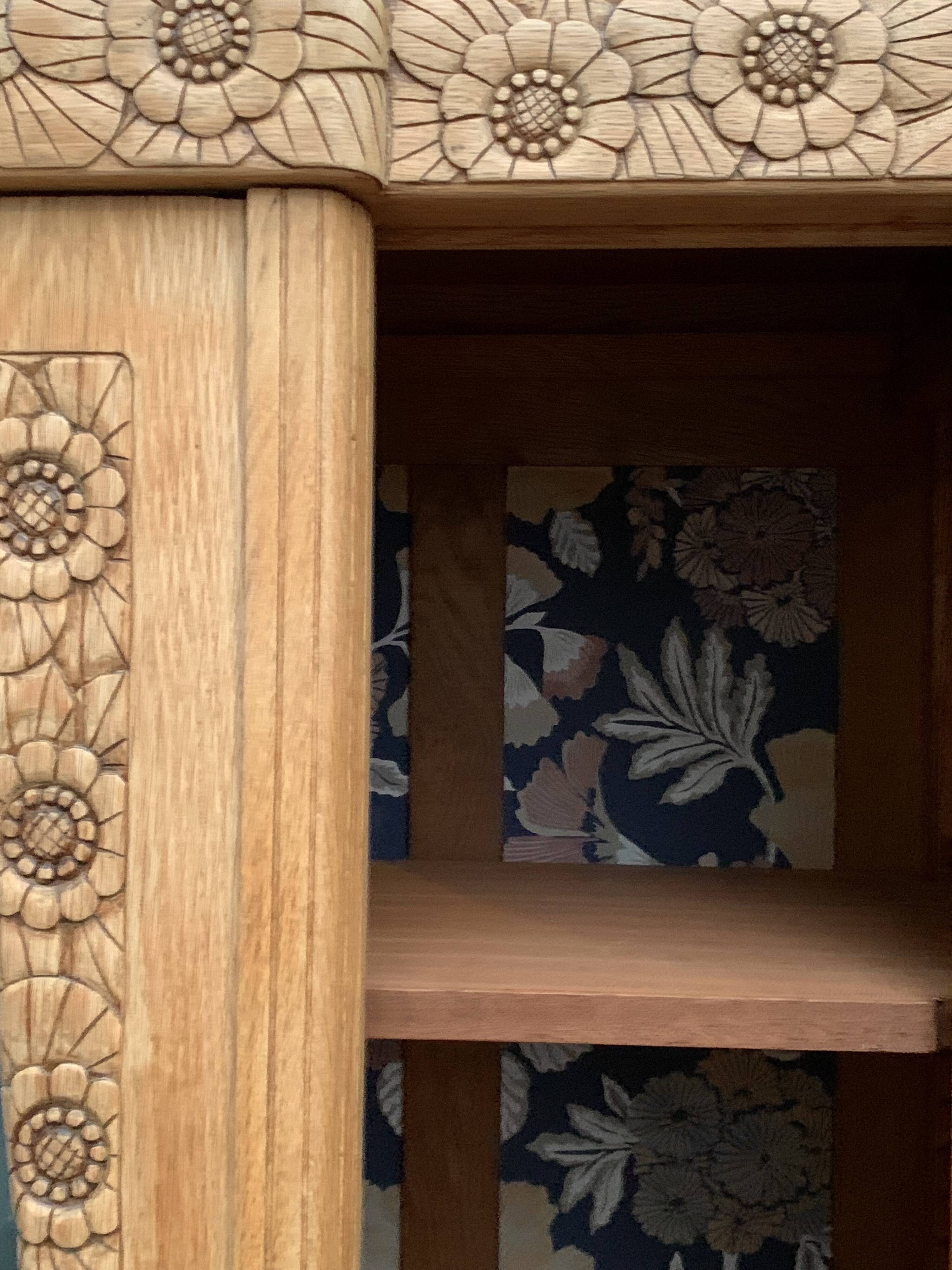 Parisian Art Deco style wardrobe in solid raw oak, 1950