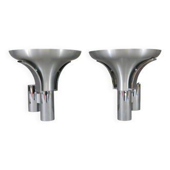 Pair of vintage chrome wall lights