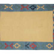 Large Yellow Kilim Rug, Gold Geometric Tribal Wool Carpet 300 x 202 cm