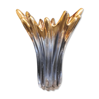 Vase en cristal avec décor doré