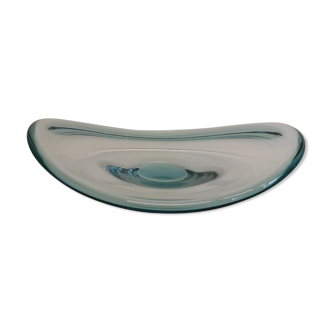 Dish / bowl from Danish Holmegaard glassworks, in hard pressed bluish glass