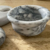 Series of 5 vintage candle holders in Carrara marble