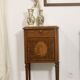 Pair of marquetry bedside tables decorated in marble façade Brèche d'Aleppo. Ref Toulouse.
