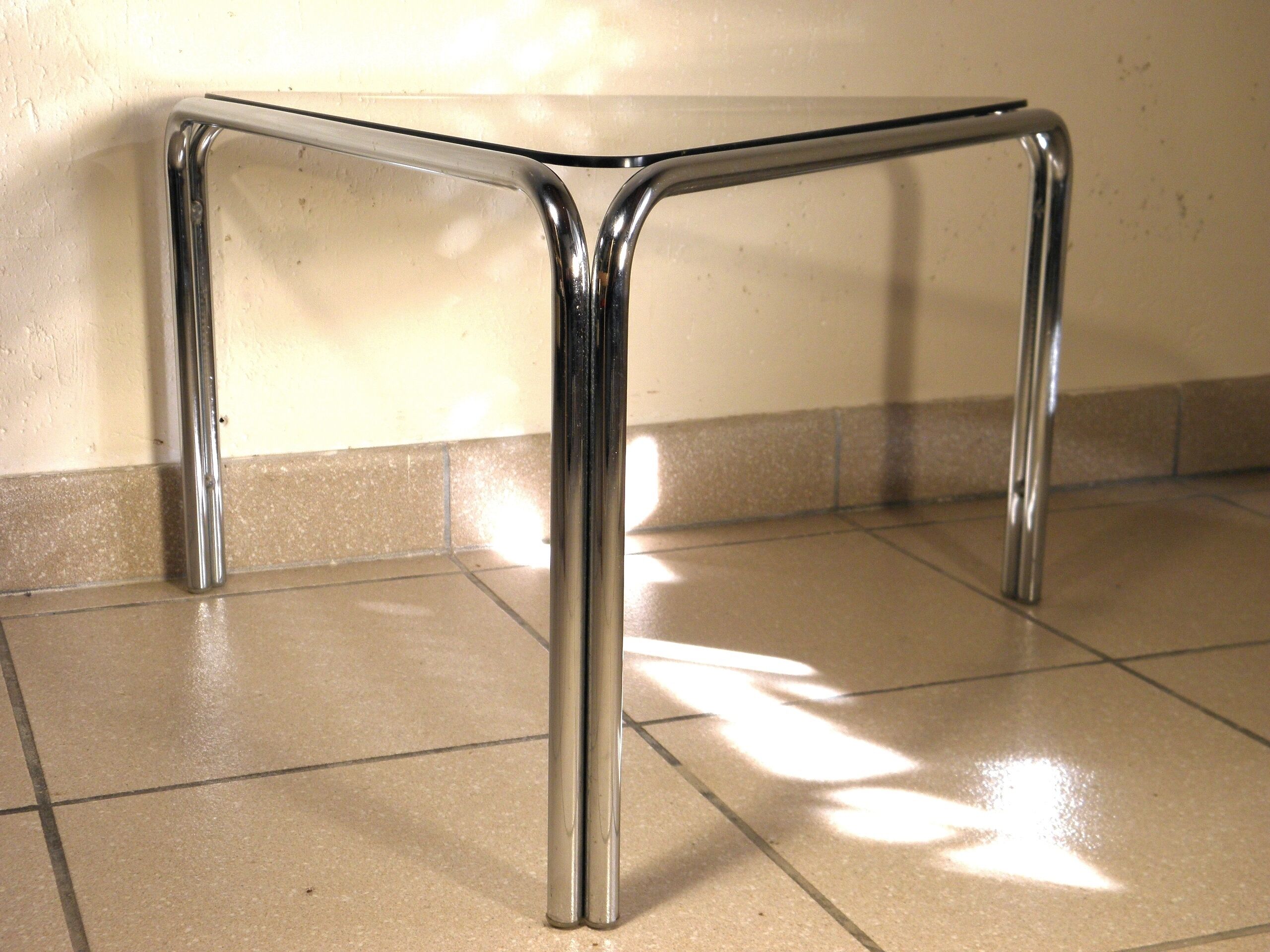 Coffee table chrome and glass 1970