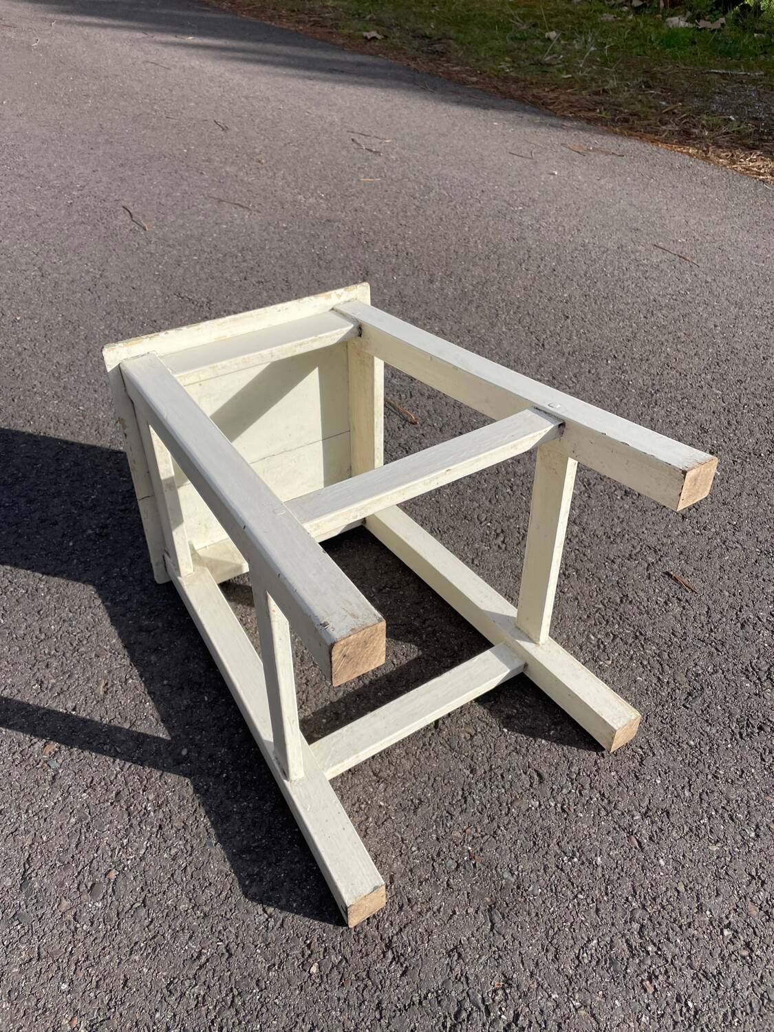 White square wooden stool