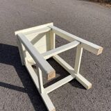 Tabouret carré en bois blanc