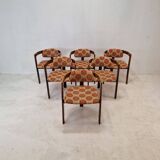 Set of 6 Italian Wooden Armchairs, 1960's