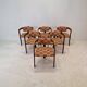 Set of 6 Italian Wooden Armchairs, 1960's