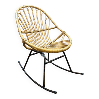 Fauteuil coquille en rotin