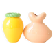 Paire de vases "bonbons" en céramique rose, jaune et vert